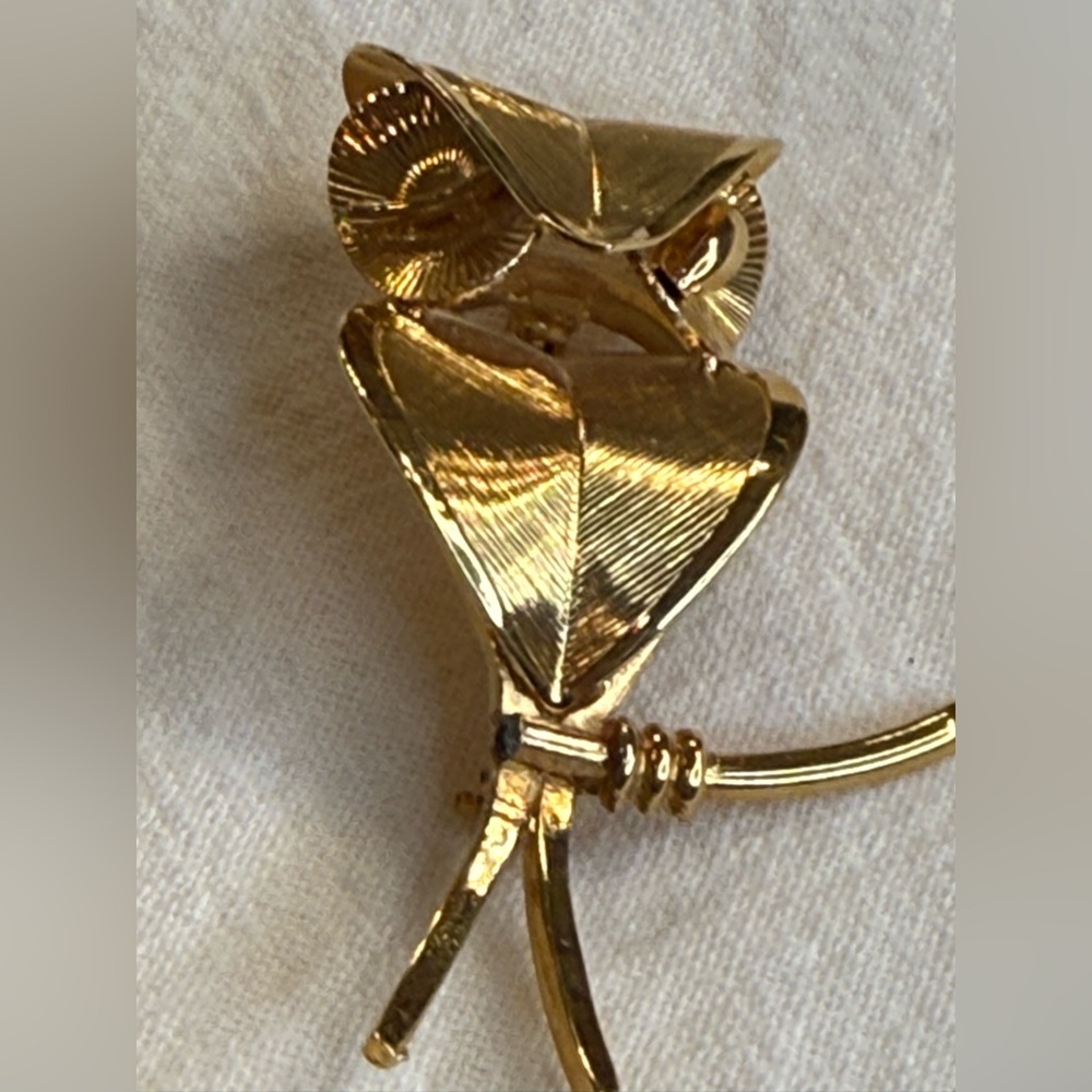 VTG‎ Mid Century Signed Corocraft Gold Tone Owl Brooch Figural Pin 1950s Jewelry